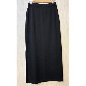 St. John Basics Black Knit Maxi Skirt Side Slit Size 4 Professional Minimalist